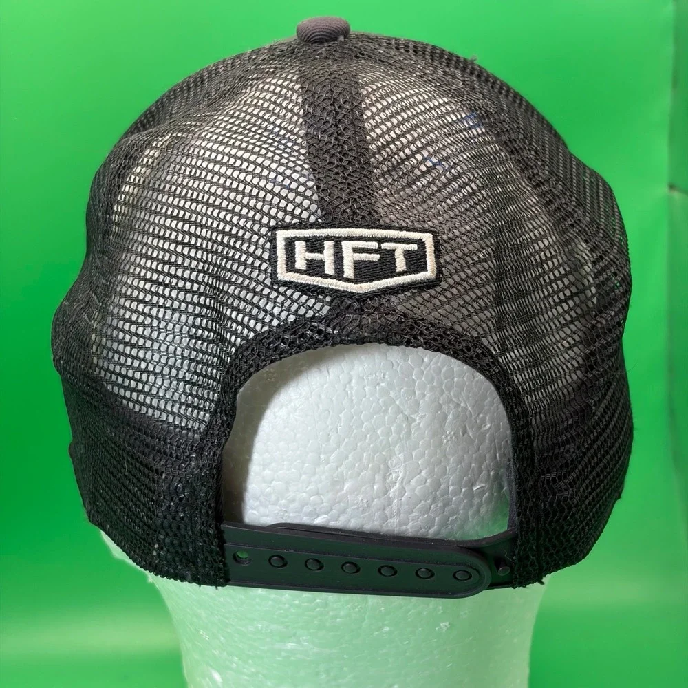 Harbor Freight Distressed Trucker Hat Adjustable Black Mesh Snapback Workwear